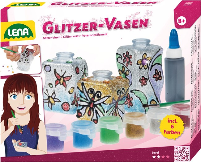 Glasmaling - 3 glas med glimmer Glasmaling - 3 glas med glimmer