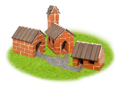 Landsby - bygget med Teifoc mini mursten 