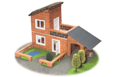 Villa med garage - bygget med mini mursten